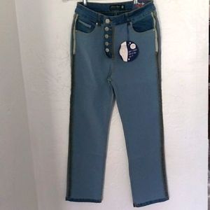 Size 1inside out high-rise button fly ankle jeans